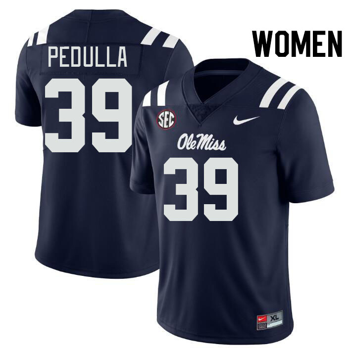 Women #39 Ciaran Pedulla Ole Miss Rebels College Football Jerseys Stitched-Navy